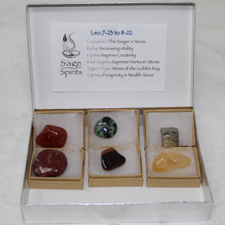 Astrology Zodiac Leo 7-23 to 8-22 (birthday) Tumbled Stone (6) Gift Boxes Gift Boxes Zodiac Leo 