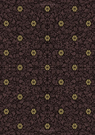 Patterned fabric with gold floral design on a dark background