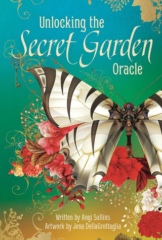 Book cover of 'Unlocking the Secret Garden Oracle' with a butterfly and floral design.