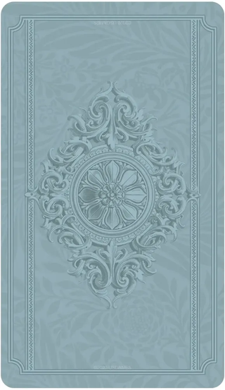 Decorative blue book with intricate patterns on a white background