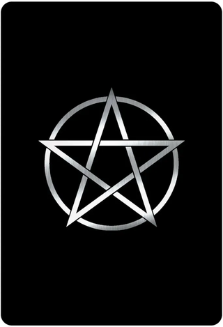 Silver pentagram symbol on a black background
