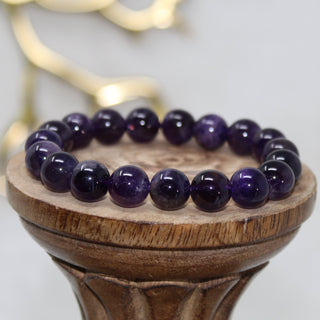 Amethyst (Dark) Beaded Bracelet Bracelets Spirituality & Contentment 10mm Beads 