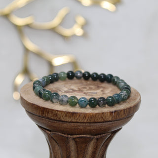 Moss Agate Beaded Bracelet Bracelets Strong & Victorious 6mm Bead Agate 