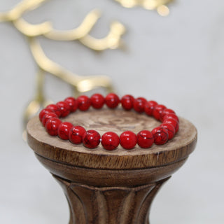 Red Howlite Beaded Bracelet Bracelets Calming Stone 
