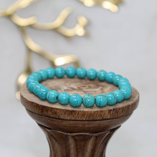 Turquoise (Faux) Beaded Bracelet Bracelets Development of Wisdom 8mm Bead Turquoise 