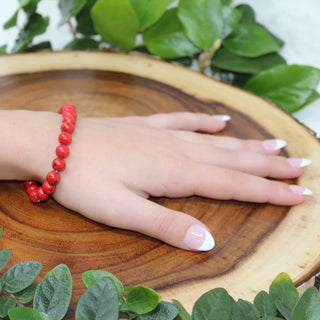 Red Howlite Beaded Bracelet Bracelets Calming Stone 